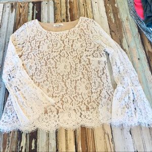 Rose + olive lace blouse